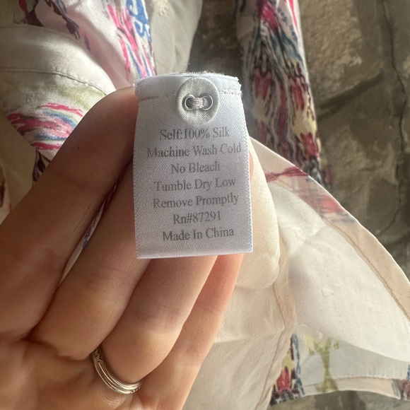 Johnny Was Silk Button Down Blouse - Picture 3 of 5